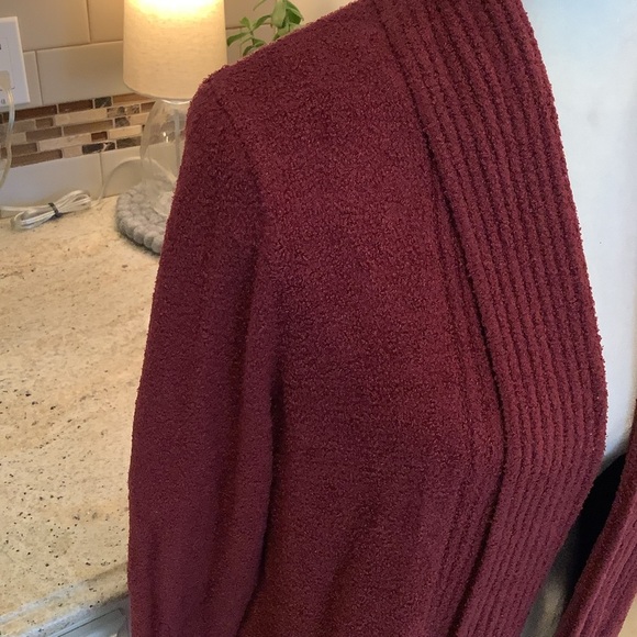 Barefoot Dreams Open Front Cardigan Sweater - Rust Burgundy Size Medium P - Picture 2 of 7